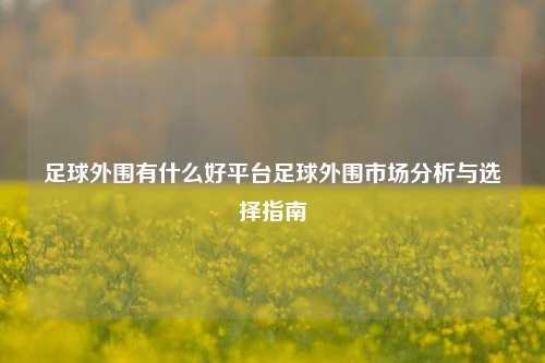 足球外围有什么好平台足球外围市场分析与选择指南