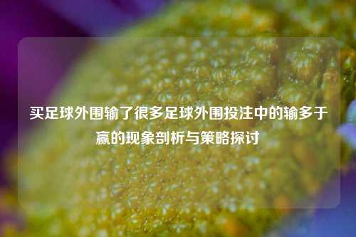 买足球外围输了很多足球外围投注中的输多于赢的现象剖析与策略探讨